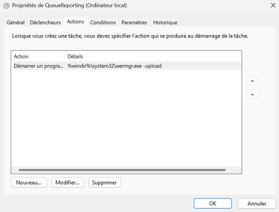 Illustration des actions