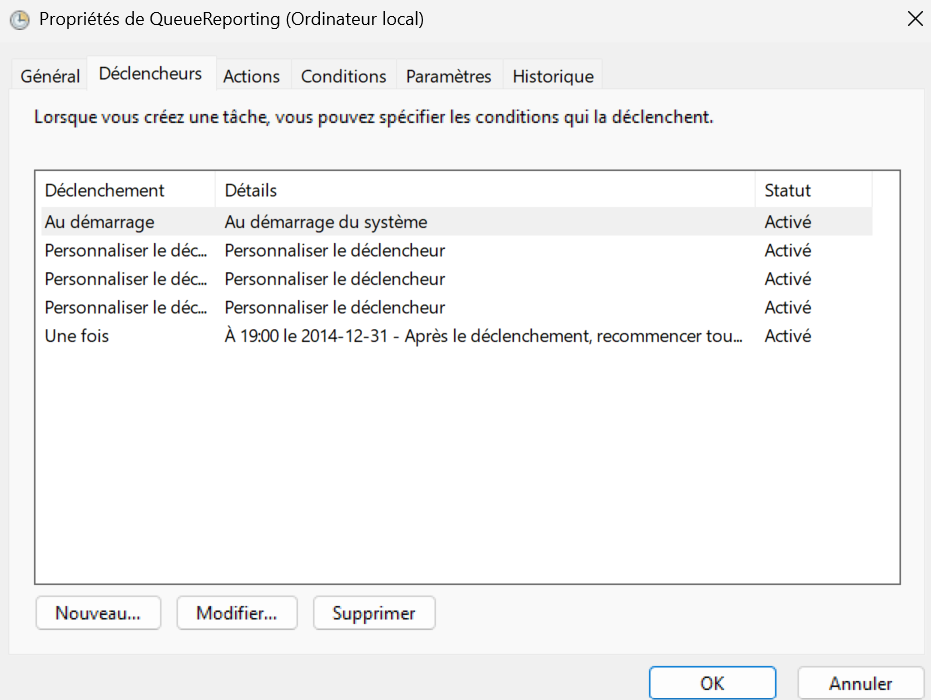 Illustration des déclencheurs