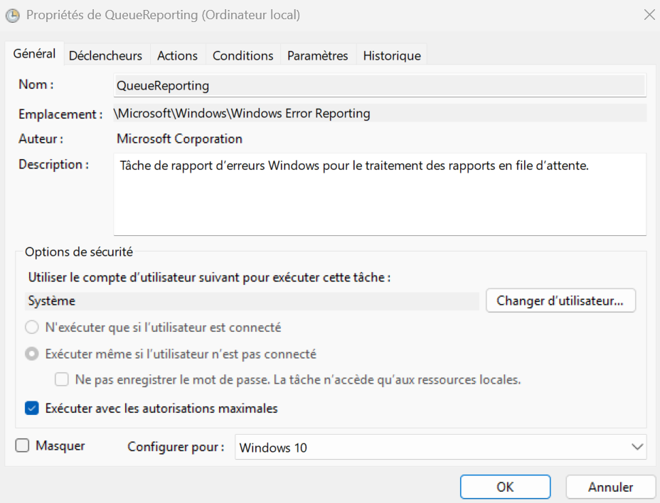 Illustration de la planification sous Windows